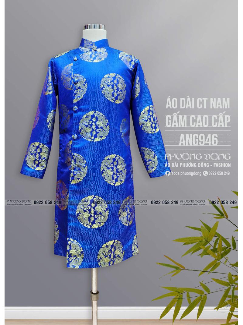 Áo Dài Cách Tân Nam Gấm Cao Cấp ANGC946